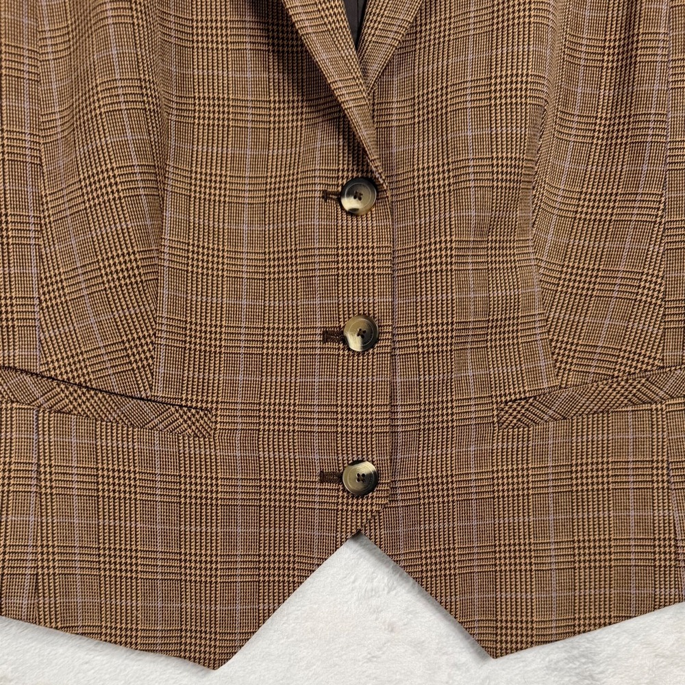 Liz Claiborne 90s Plaid‎ Vest Tailored Suit Waistcoat Size 6 Heritage Equestrian - Picture 2 of 15